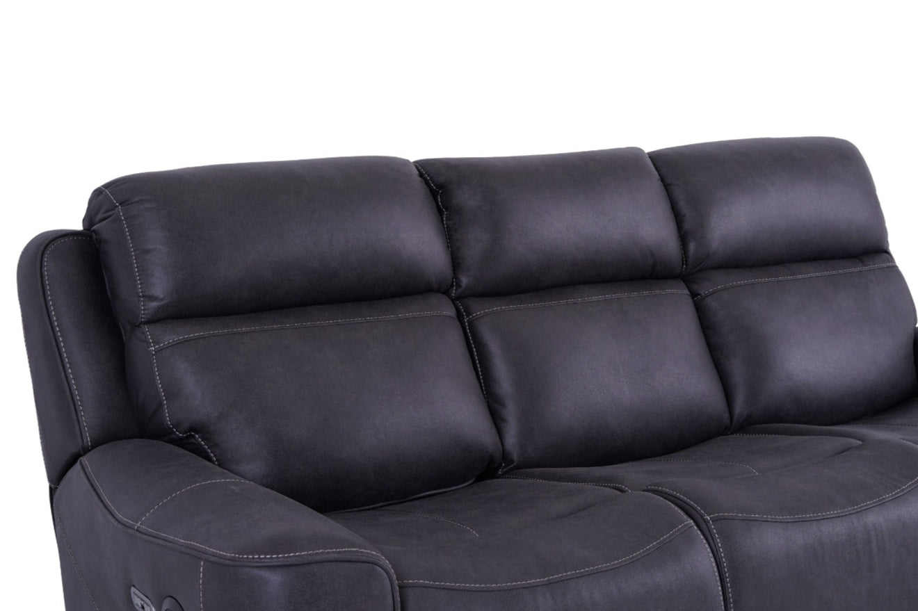 Eiger Grey 3 Seater Sofa Power Recliner - Dante Furniture
