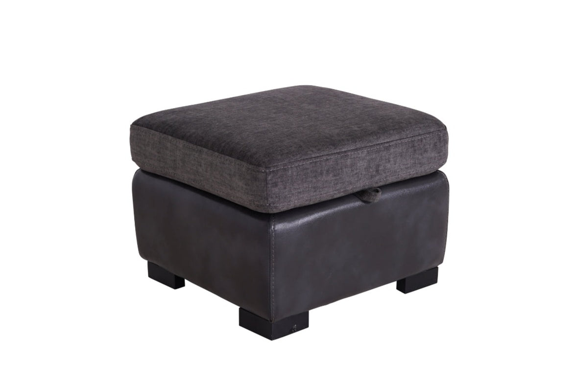 Brooklyn Storage Footstool Grey - Dante Furniture