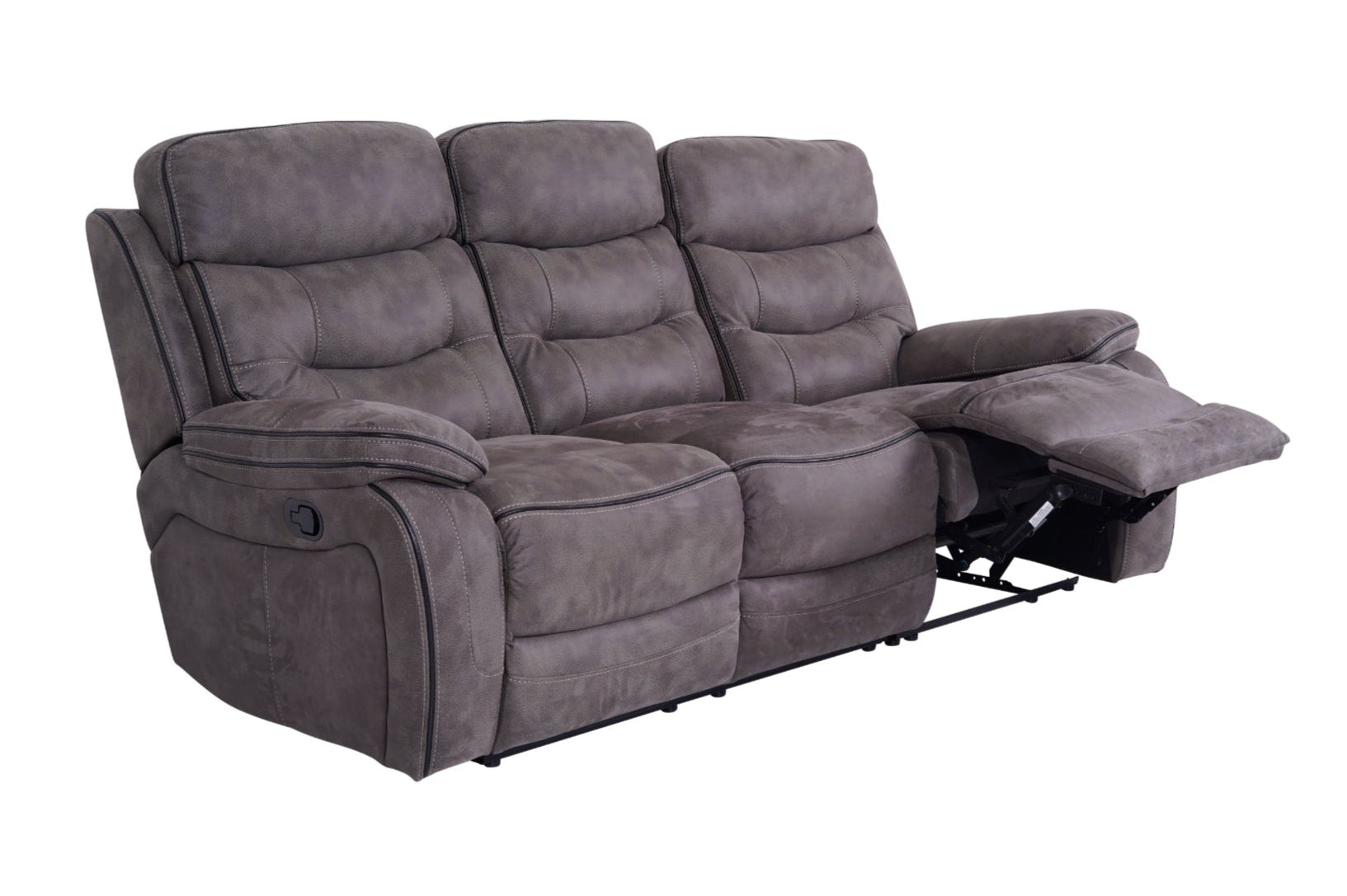 Noah 3 Seater Grey Fabric Recliner Sofa - Dante Furniture