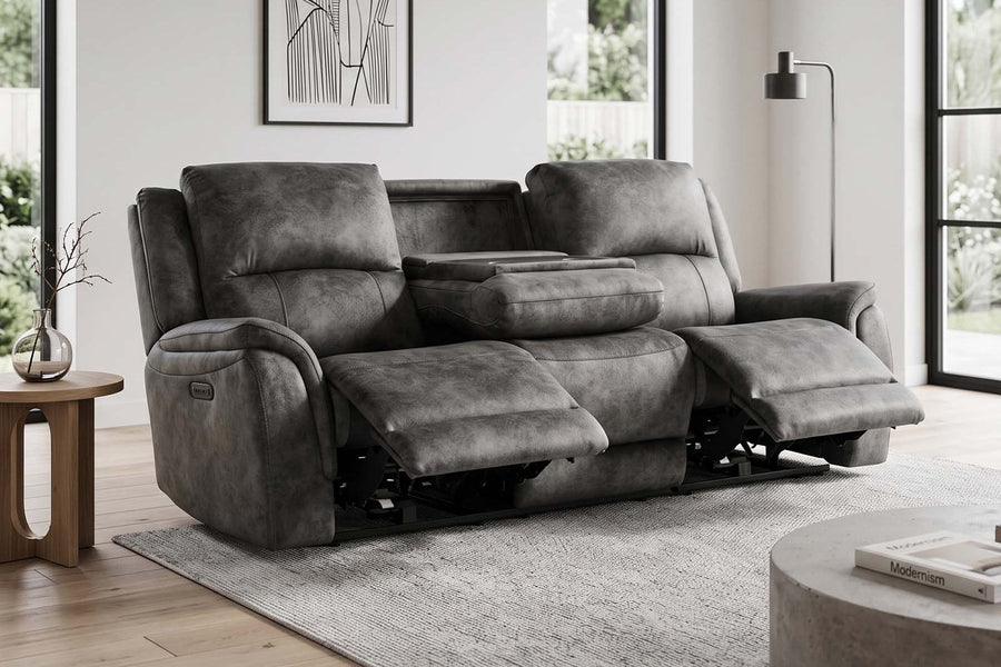 Dylan grey 3 seater power recliner sofa