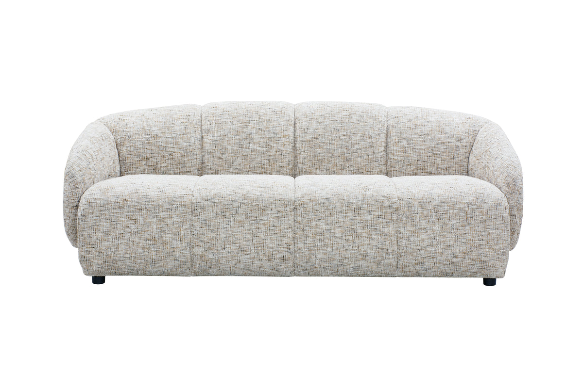 Santorini beige curved 3 seater sofa – front view
