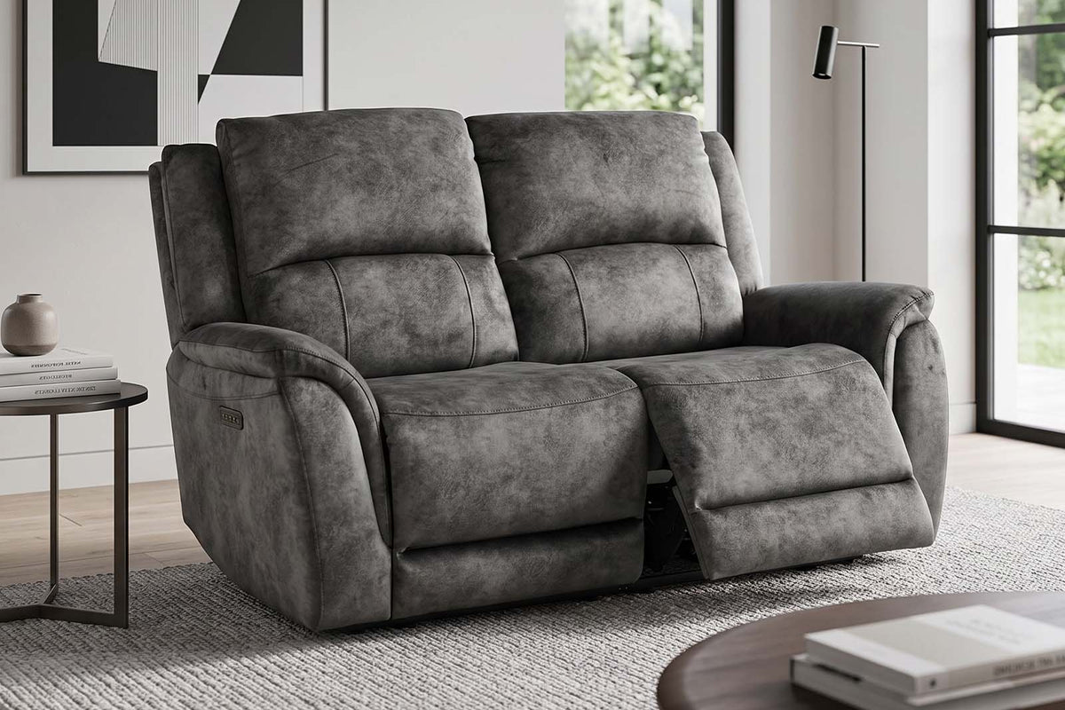 Dylan 2 Seater Power Recliner Sofa - Grey - Dante Furniture