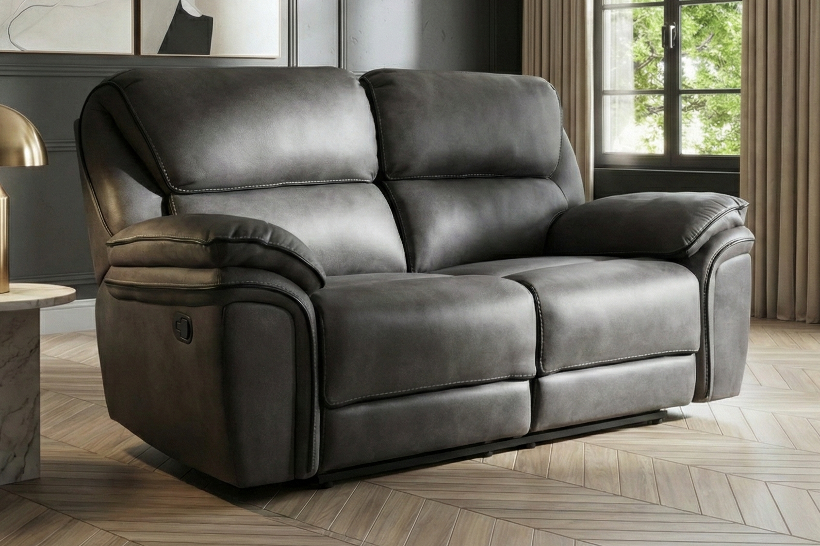 Monaco 2 Seater Recliner Sofa - Grey - Dante Furniture