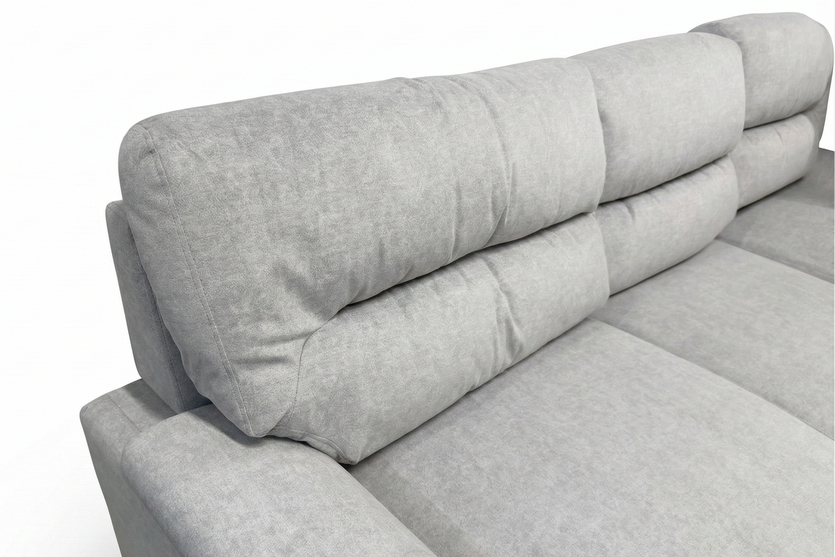 Verona light grey corner sofa bed – back cushion detail