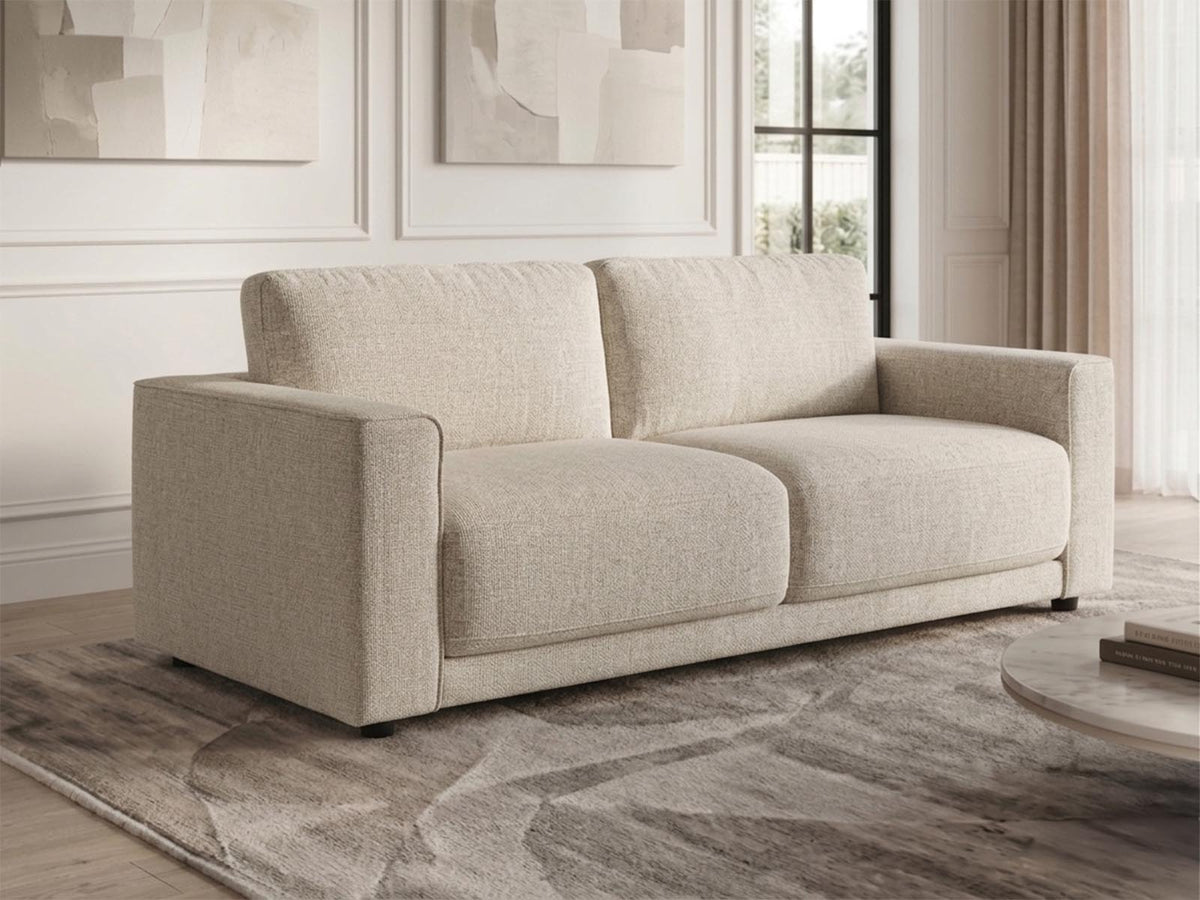 Luca 3 seater sofa in oatmeal chenille in a living room