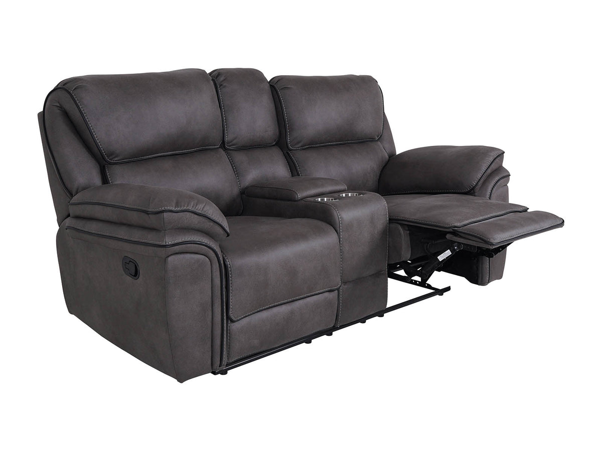 Monaco 2 Seater Console Recliner Sofa Grey 