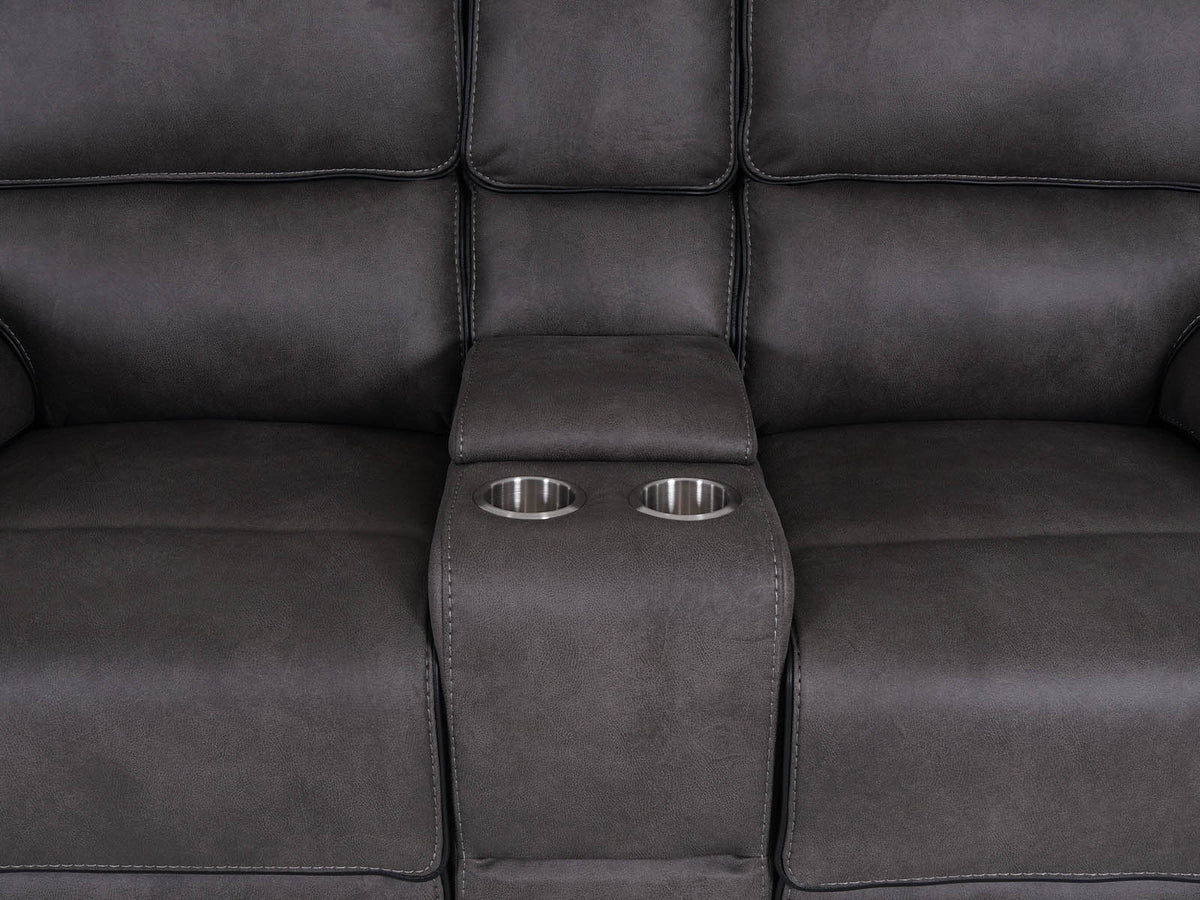 Monaco 2 Seater Console Recliner Sofa Grey 