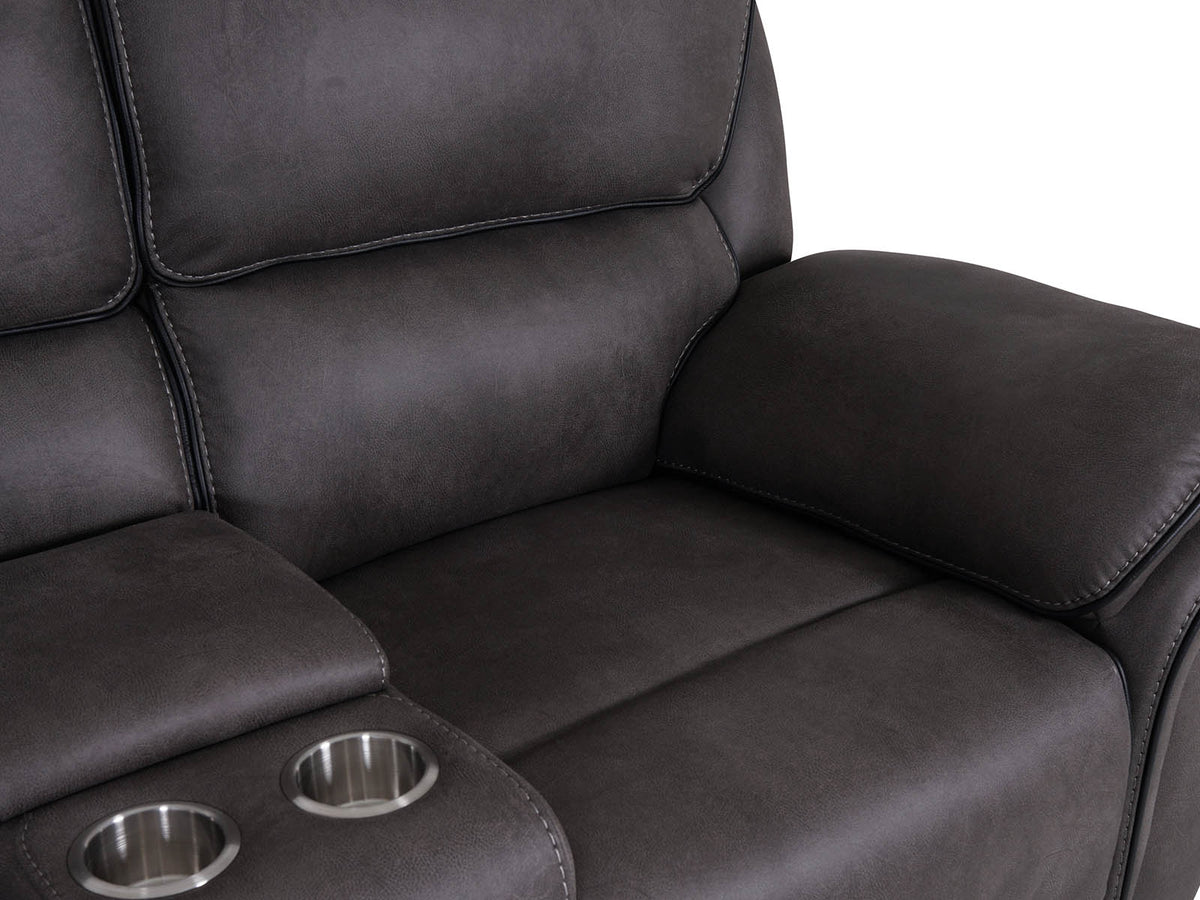 Monaco 2 Seater Console Recliner Sofa Grey 