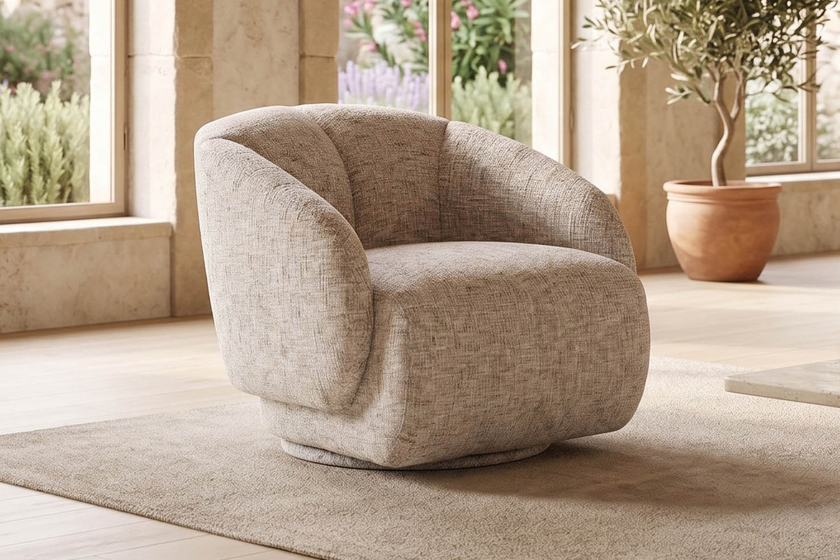 Santorini Swivel Cuddle Chair – Beige - Dante Furniture