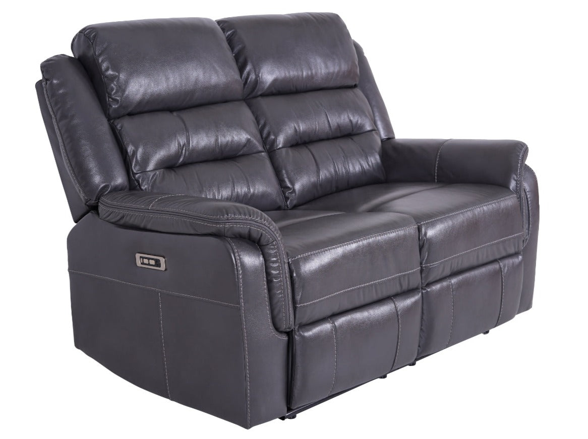 Turin 2 Seater Leather Recliner Sofa - Grey - Dante Furniture
