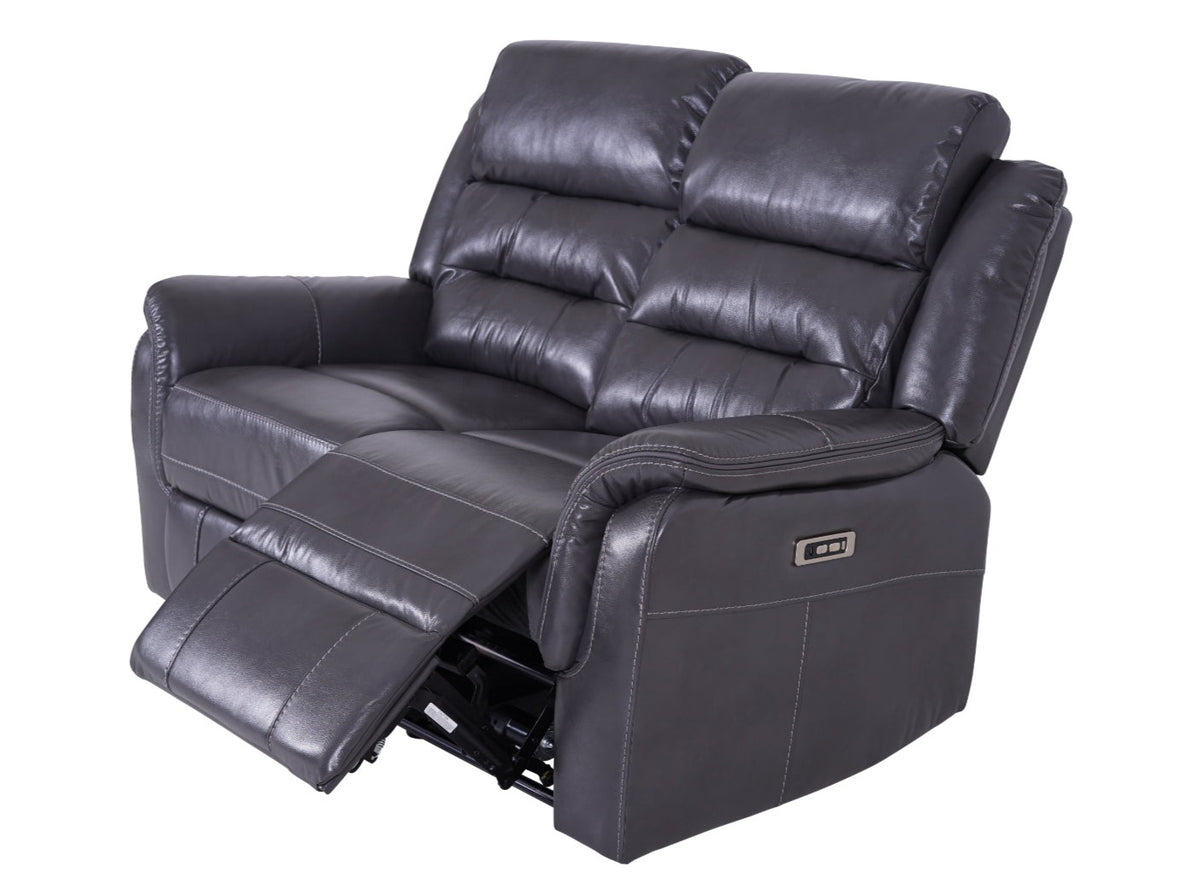 Turin 2 Seater Leather Recliner Sofa - Grey - Dante Furniture
