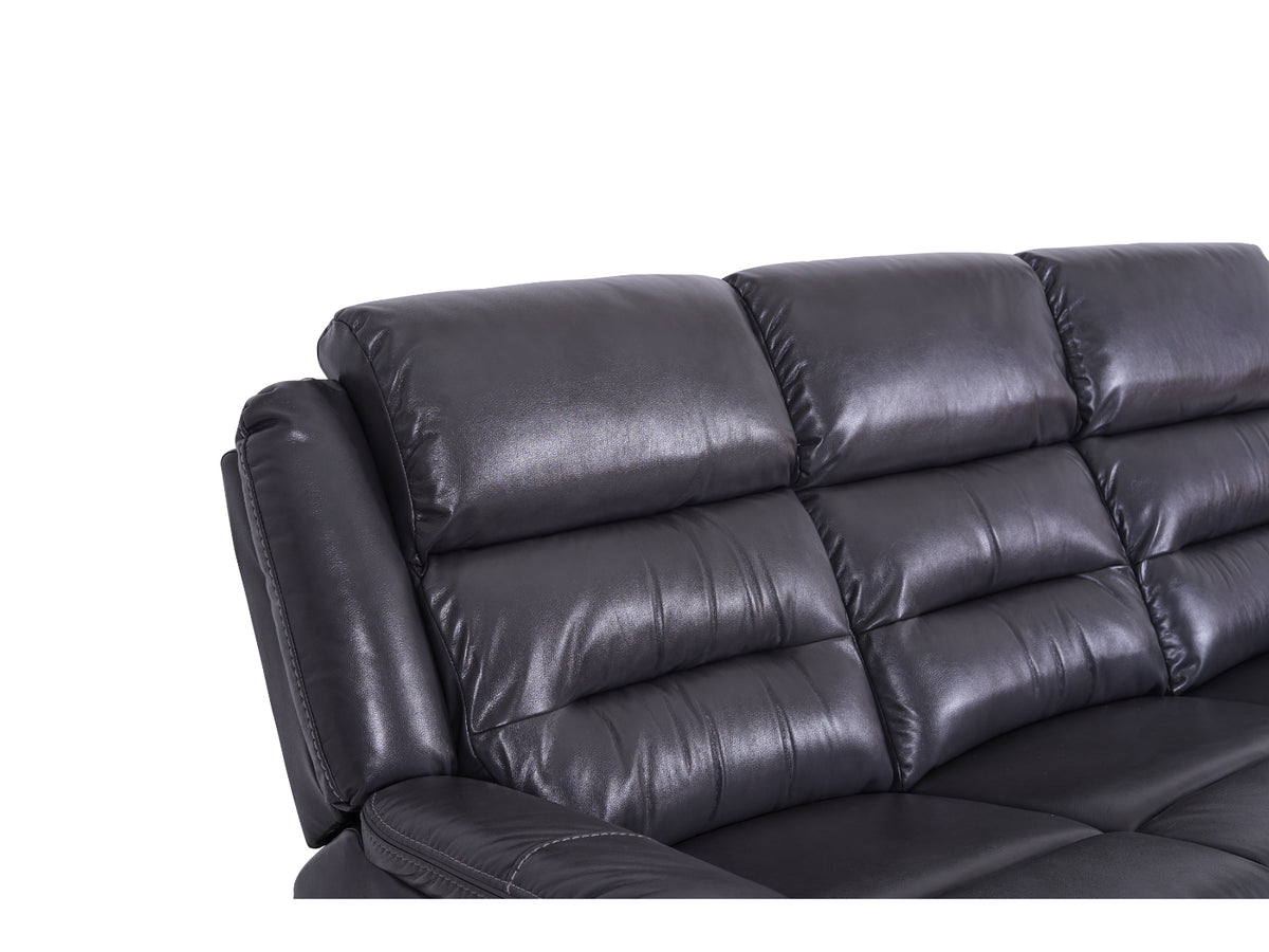 Turin 3 Seater Leather Recliner Sofa - Grey - Dante Furniture
