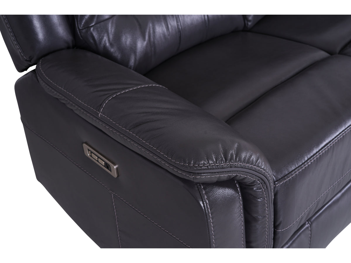 Turin 3 Seater Leather Recliner Sofa - Grey - Dante Furniture