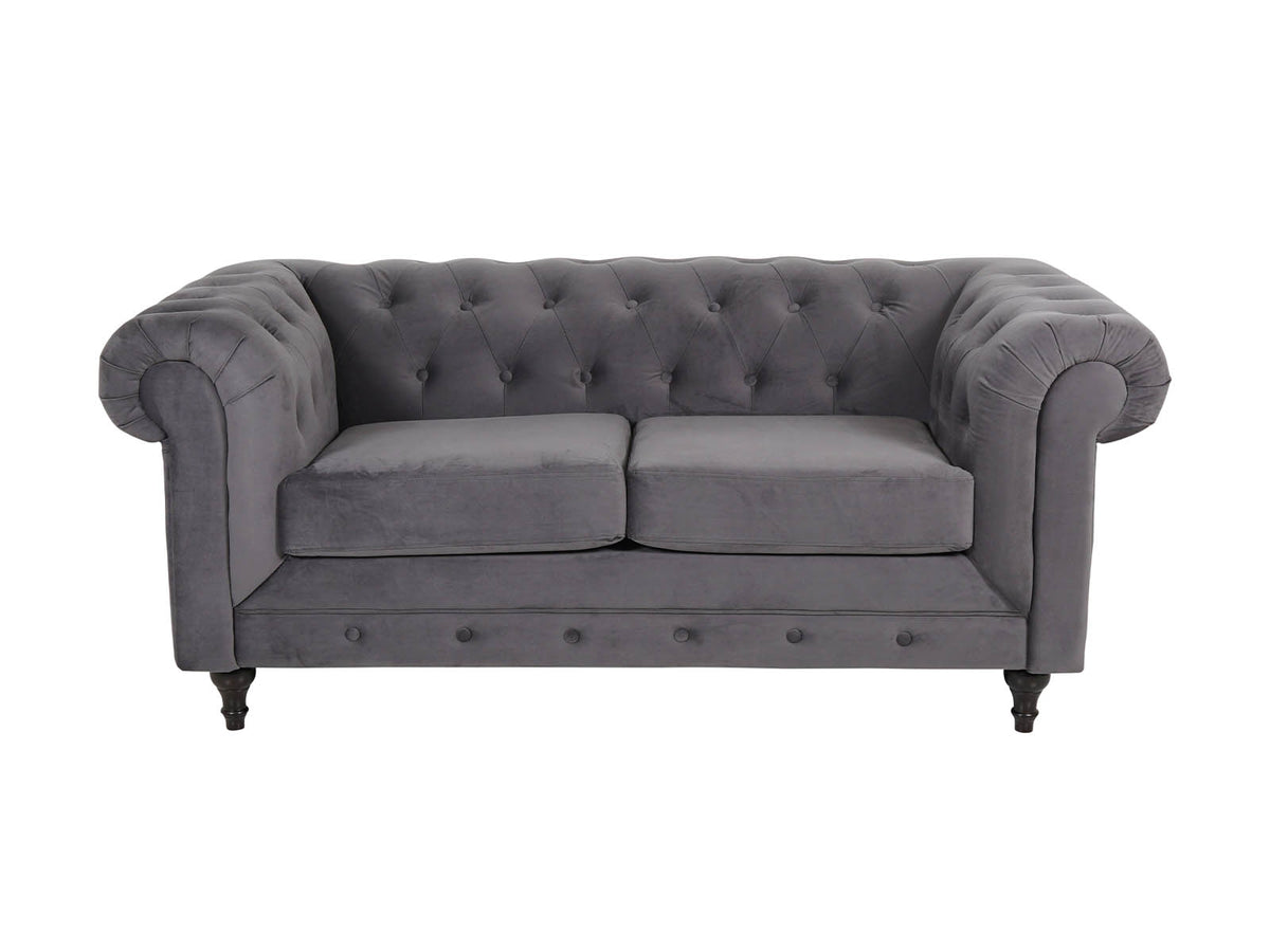 Chesterfield 2 Seater - Plush Grey - Dante Furniture