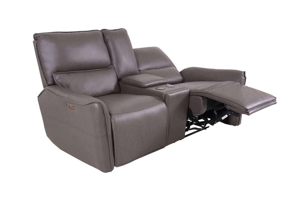 Gracie 2 Seater Smart Sofa Power Recliner With Console - Grey - Dante Furniture