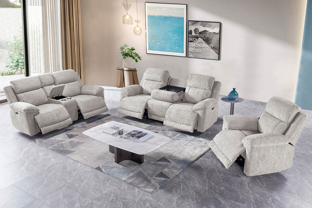 Lyla 2 Seater Power Recliner - Beige - Dante Furniture