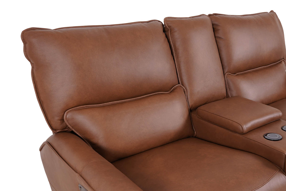 Gracie 2 Seater Smart Sofa Power Recliner With Console - Tan - Dante Furniture