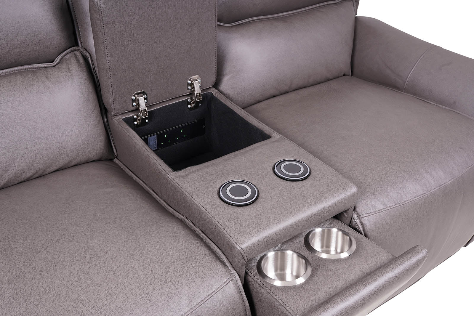 Gracie 2 Seater Smart Sofa Power Recliner With Console - Grey - Dante Furniture