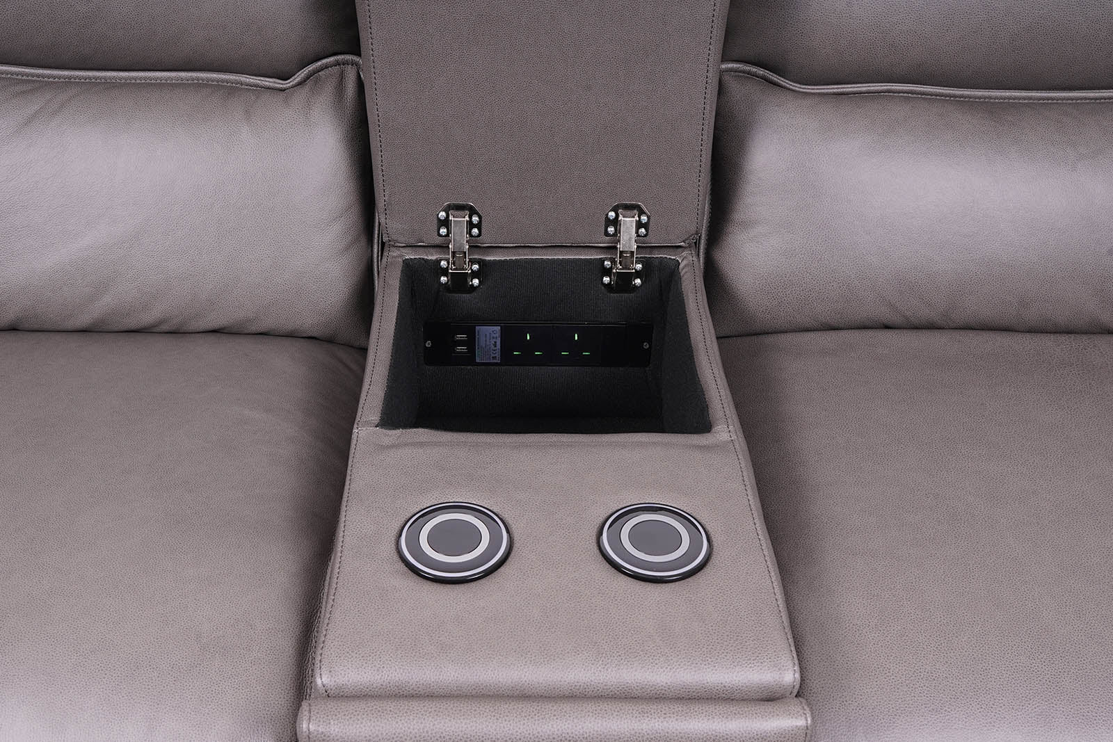 Gracie 2 Seater Smart Sofa Power Recliner With Console - Grey - Dante Furniture