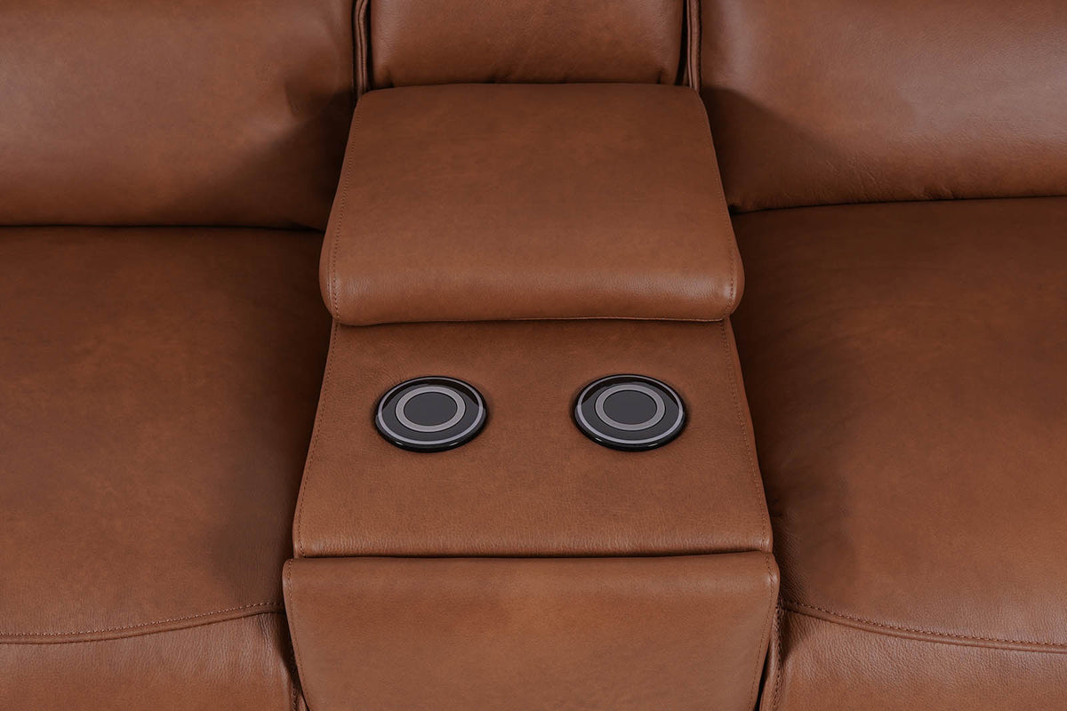 Gracie 2 Seater Smart Sofa Power Recliner With Console - Tan - Dante Furniture