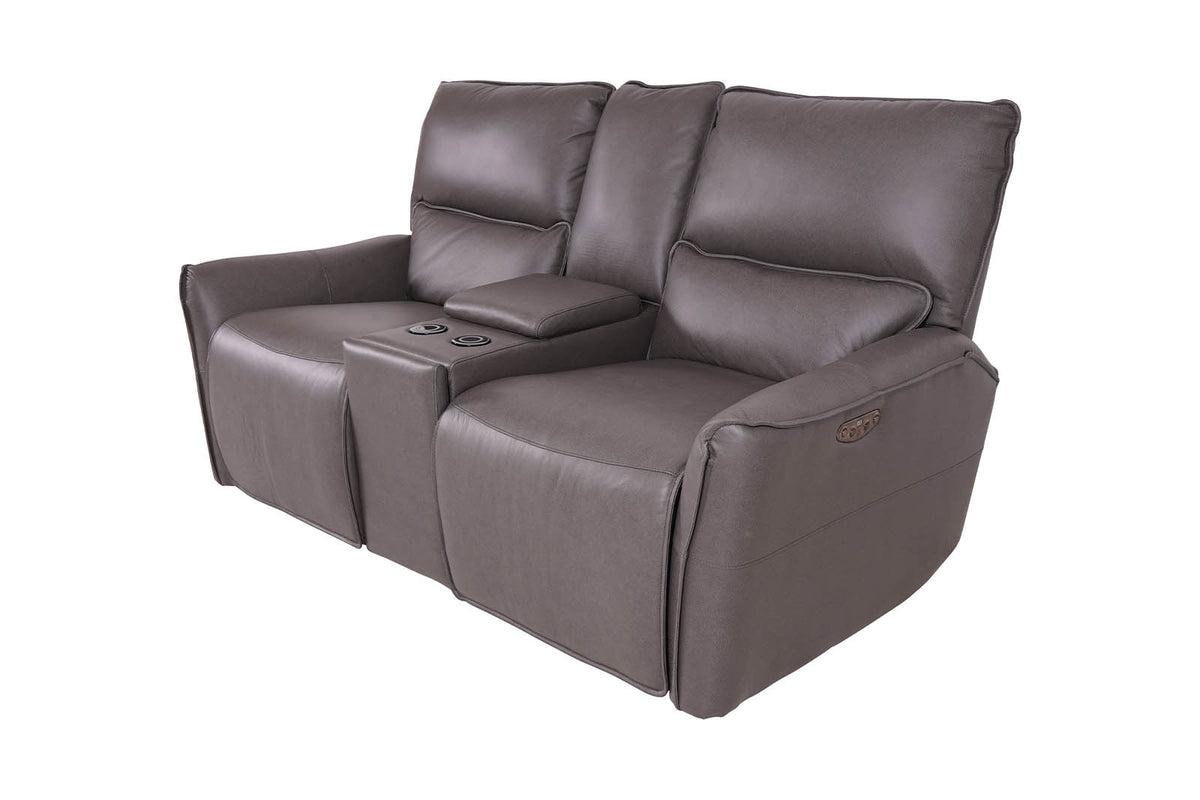 Gracie 2 Seater Smart Sofa Power Recliner With Console - Grey - Dante Furniture