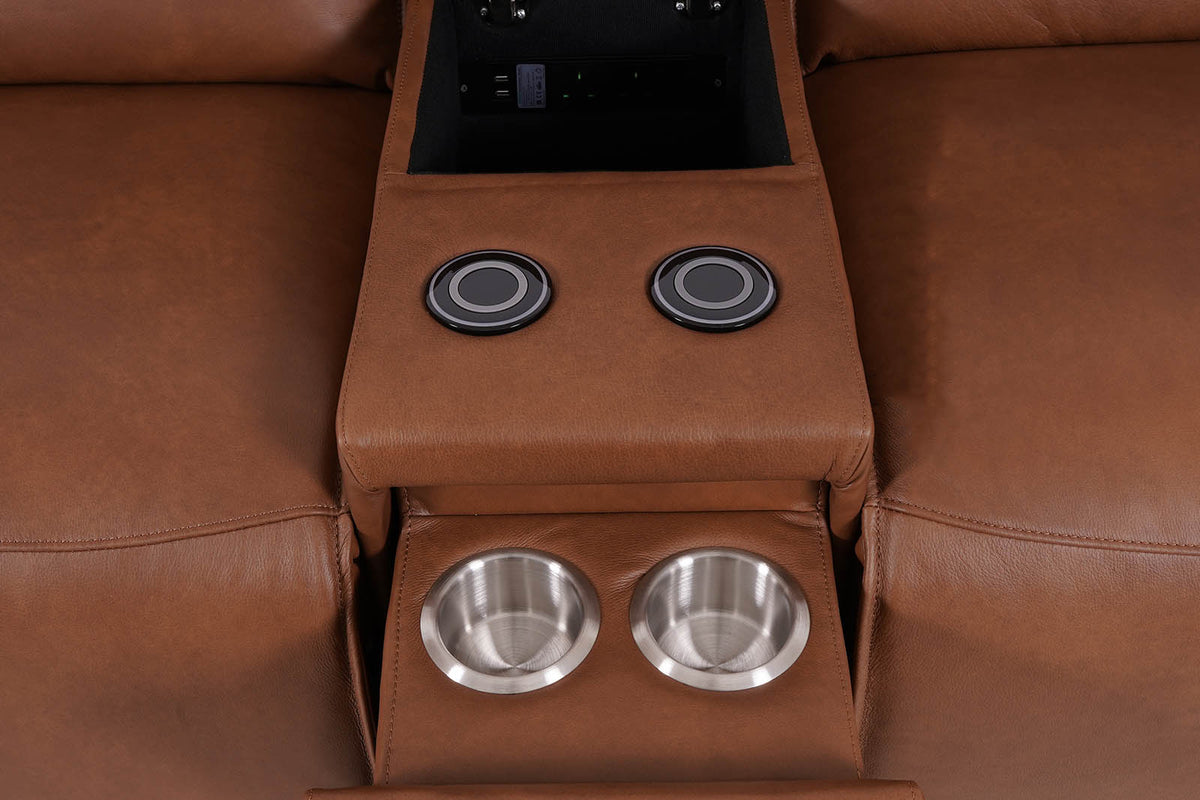 Gracie 2 Seater Smart Sofa Power Recliner With Console - Tan - Dante Furniture
