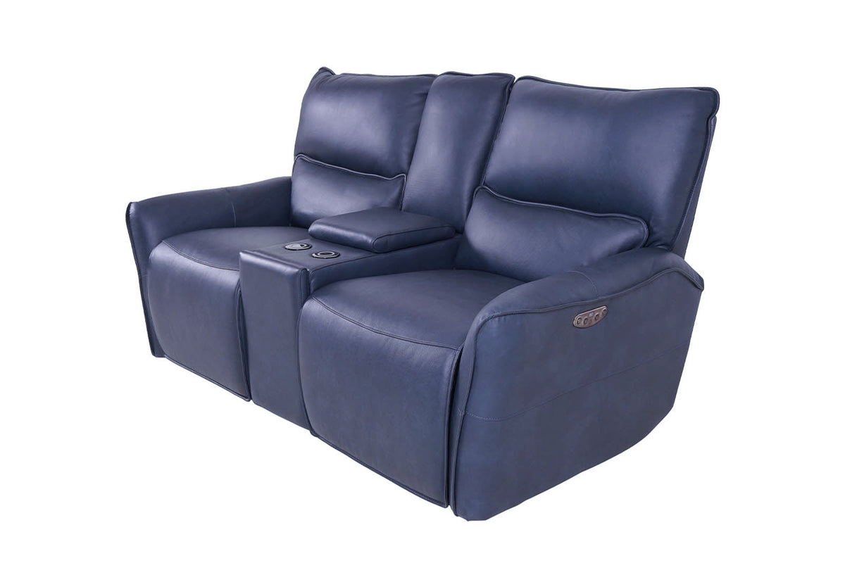Gracie 2 Seater Smart Sofa Power Recliner With Console - Midnight Blue - Dante Furniture