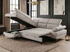 Cassia Corner Sofa Bed Beige Fabric - LHF - Dante Furniture