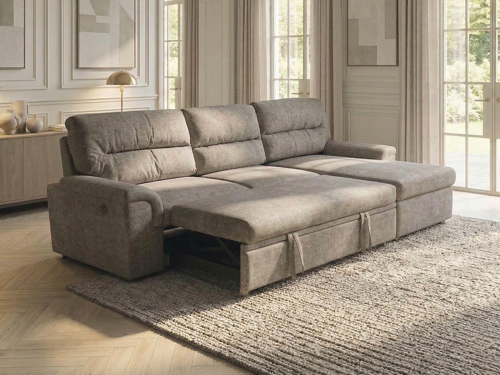 Verona Corner Sofa Bed Fabric RHF - Dark Grey - Dante Furniture