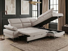 Cassia Corner Sofa Bed Beige Fabric - RHF - Dante Furniture