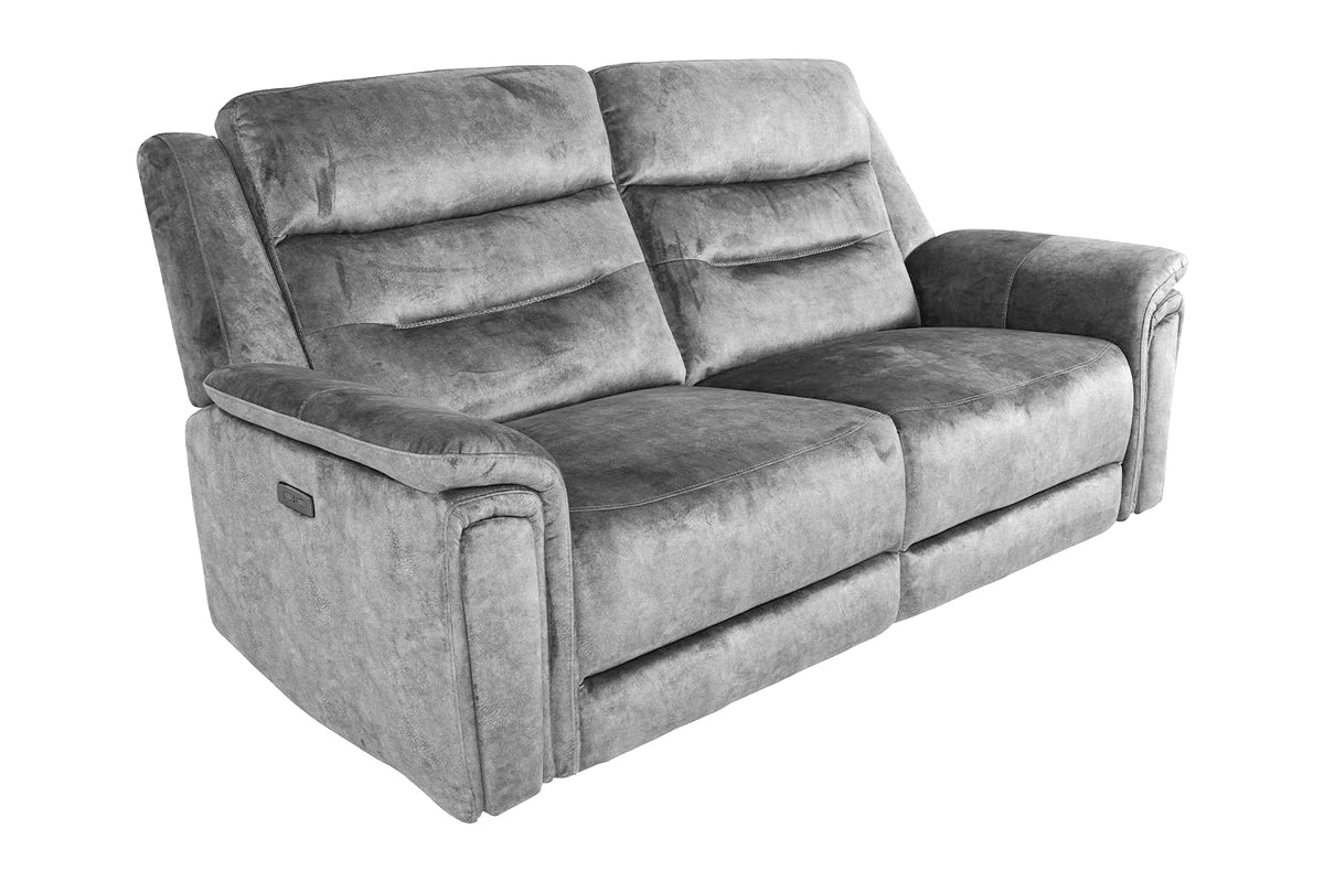 Berlin 3 Seater Power Recliner - Light Grey - Dante Furniture