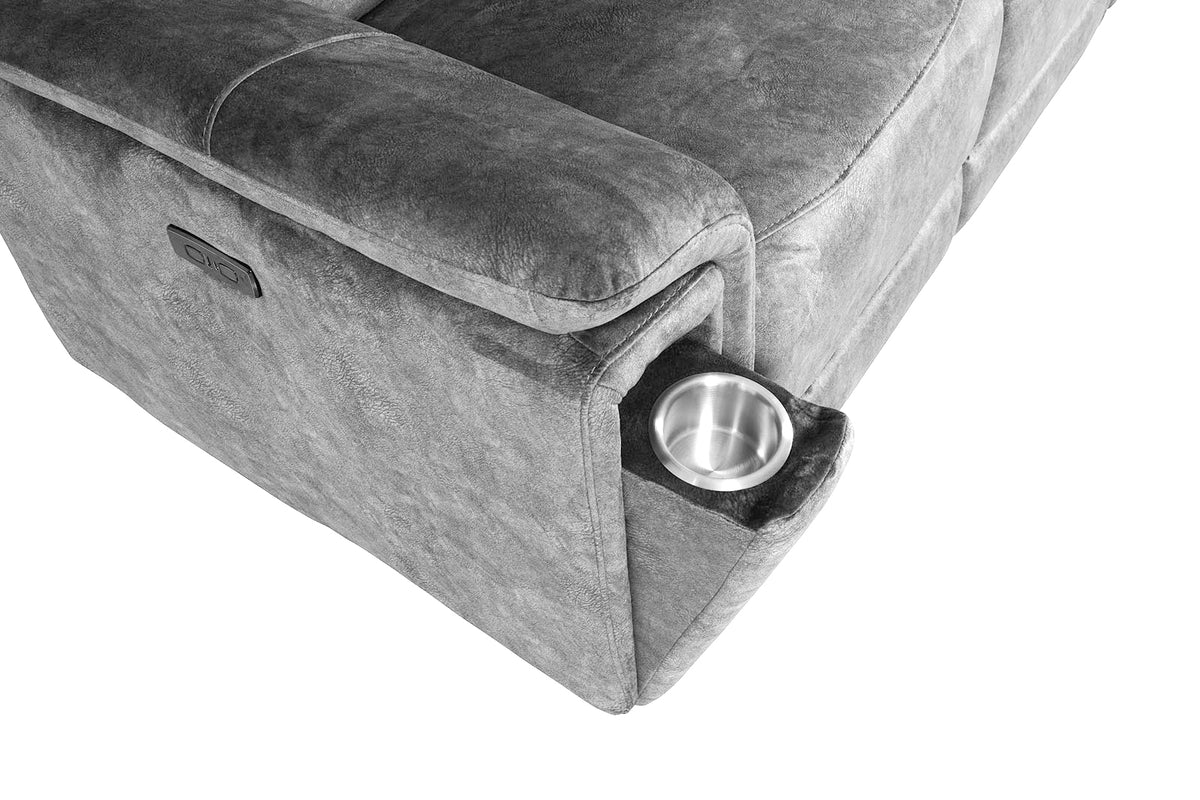 Berlin 2 Seater Power Recliner - Light Grey - Dante Furniture