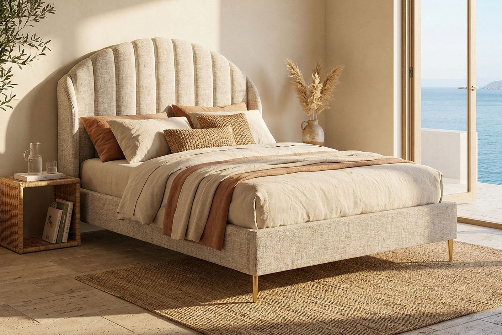 Santorini Bed Frame - Beige - Dante Furniture