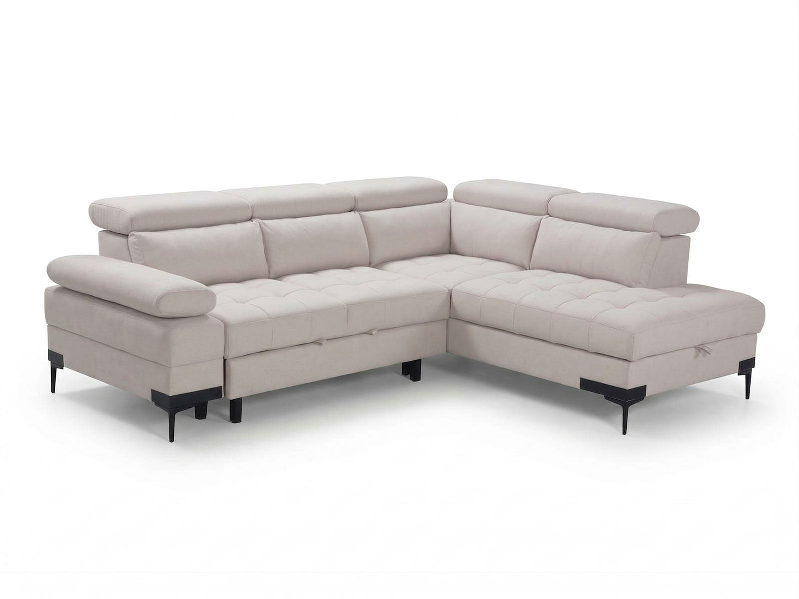 Cassia Corner Sofa Bed Beige Fabric - RHF - Dante Furniture