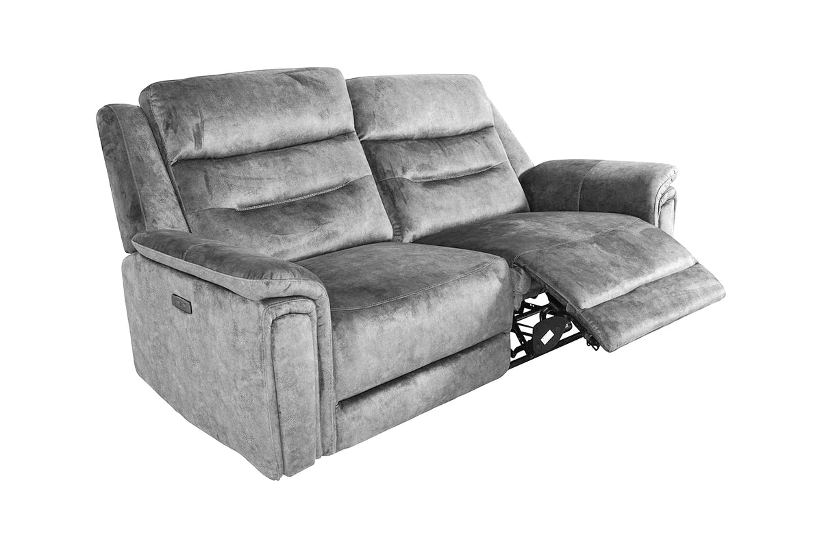 Berlin 3 Seater Power Recliner - Light Grey - Dante Furniture