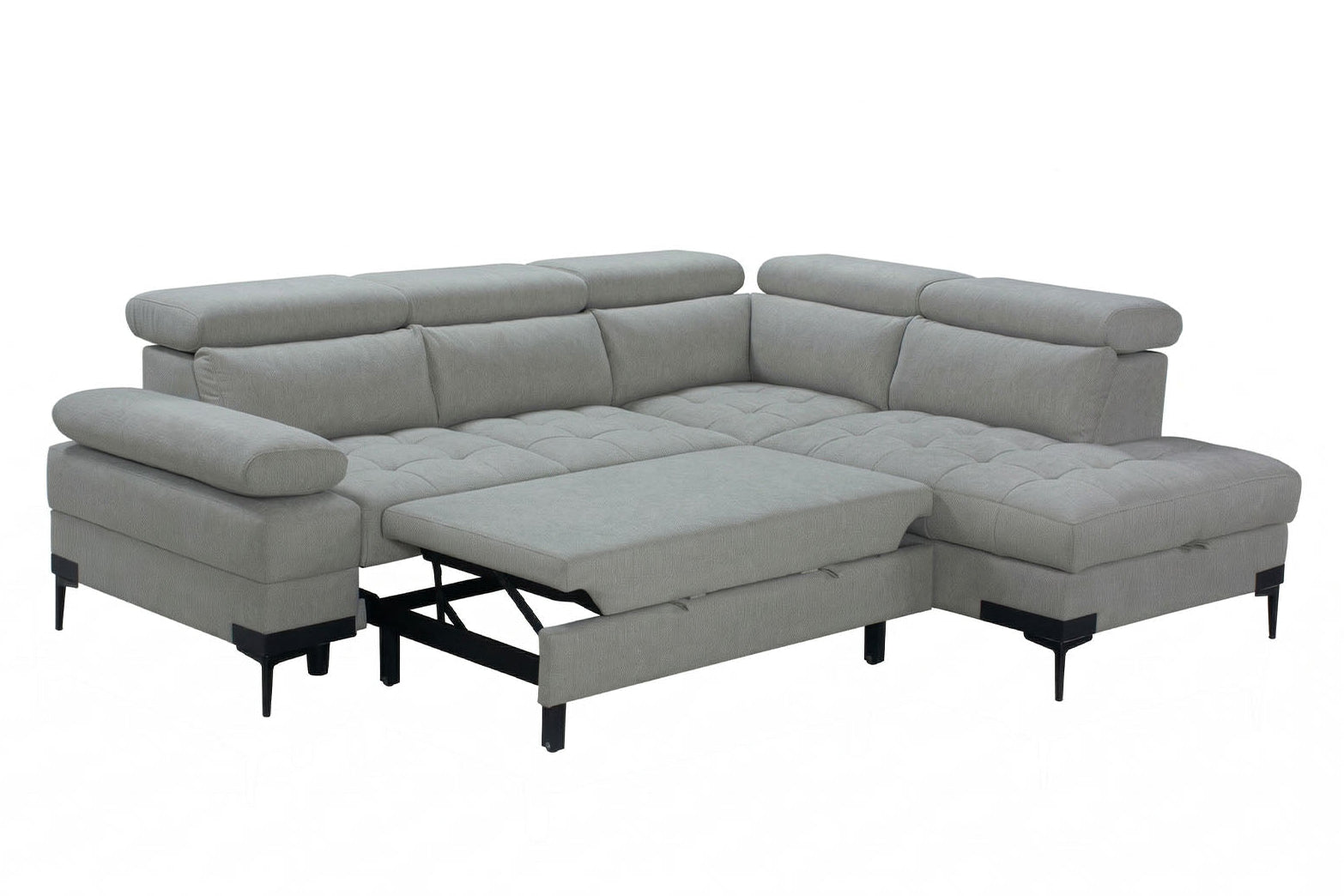 Cassia Corner Sofa Bed Grey Fabric - RHF - Dante Furniture