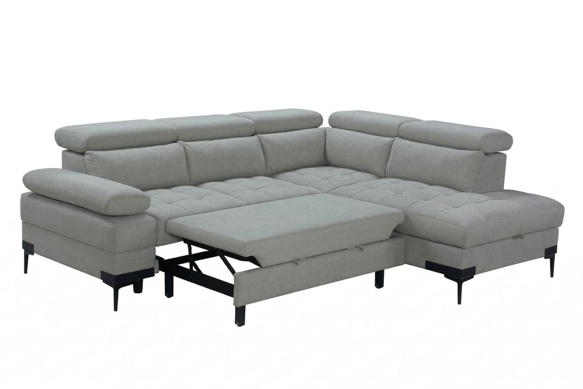Cassia Corner Sofa Bed Grey Fabric - RHF - Dante Furniture