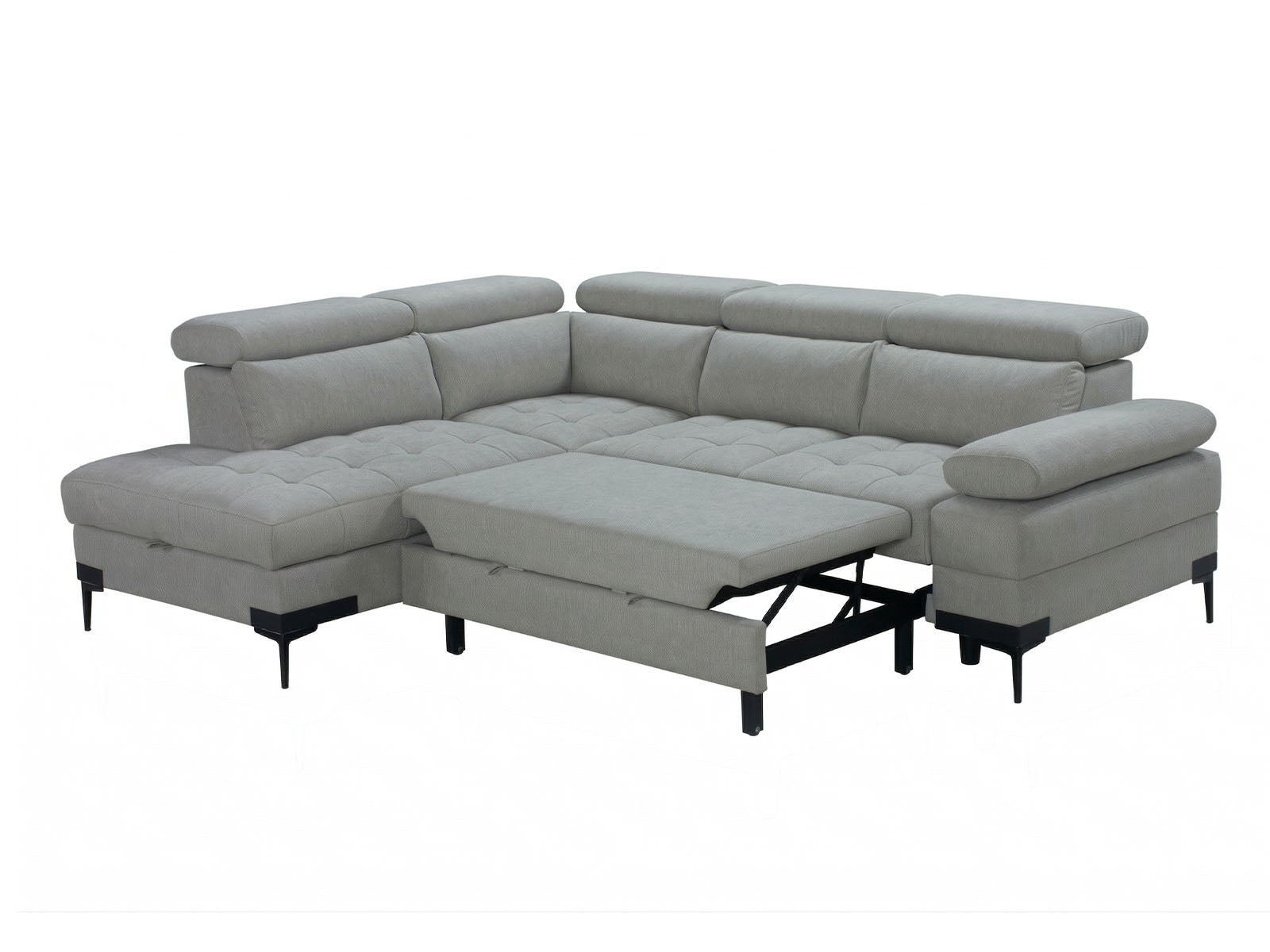 Cassia Corner Sofa Bed Grey Fabric - LHF - Dante Furniture