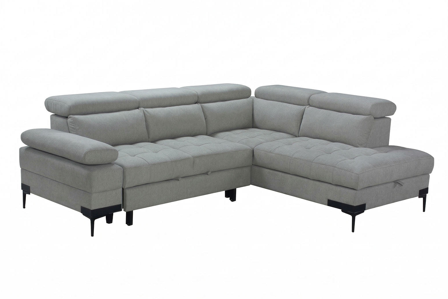 Cassia Corner Sofa Bed Grey Fabric - RHF - Dante Furniture