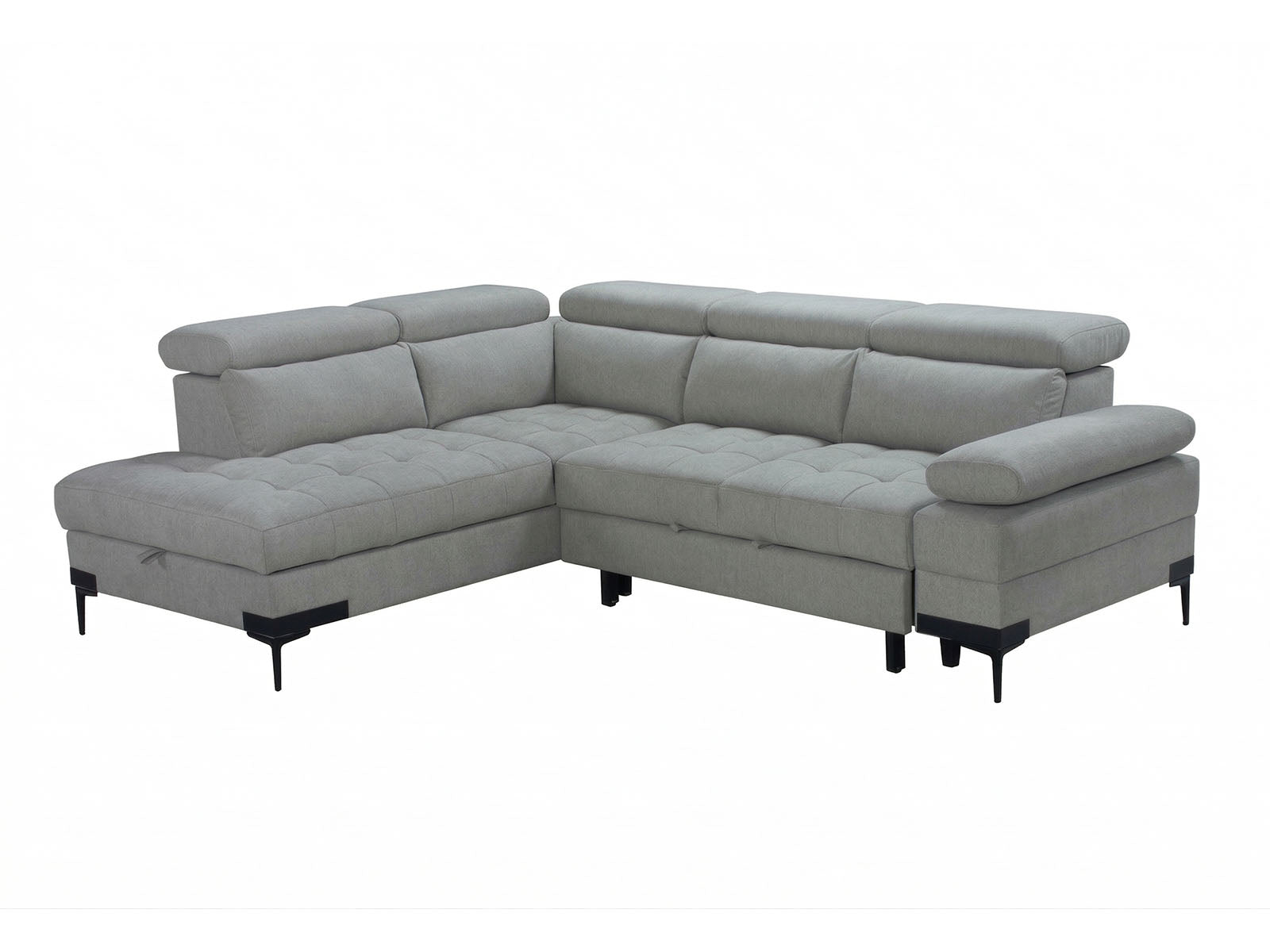 Cassia Corner Sofa Bed Grey Fabric - LHF - Dante Furniture