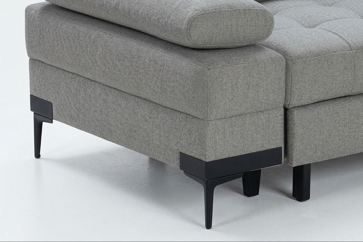 Cassia Corner Sofa Bed Grey Fabric - RHF - Dante Furniture