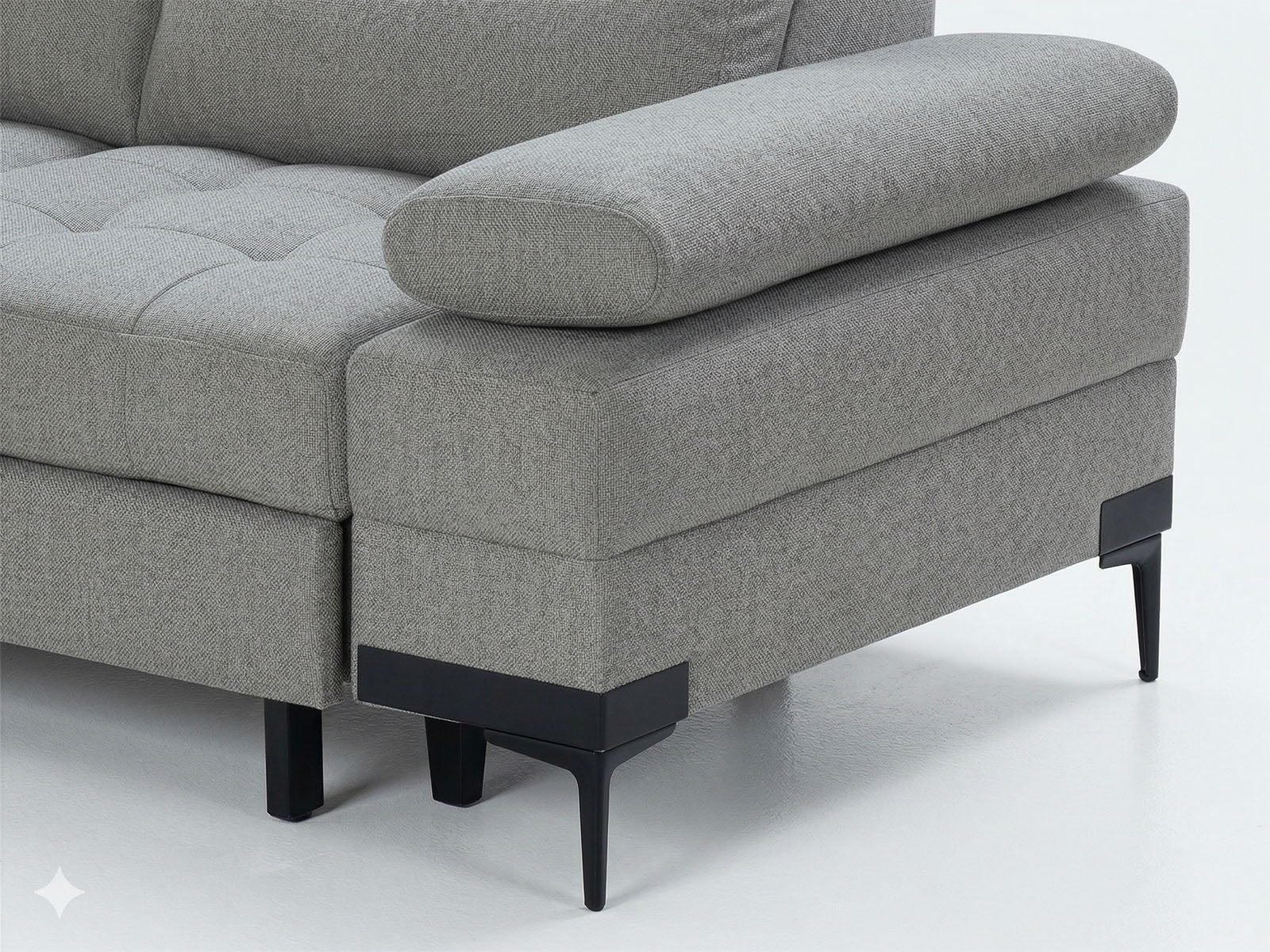 Cassia Corner Sofa Bed Grey Fabric - LHF - Dante Furniture