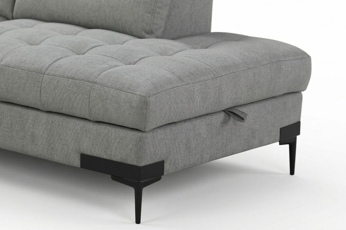 Cassia Corner Sofa Bed Grey Fabric - RHF - Dante Furniture