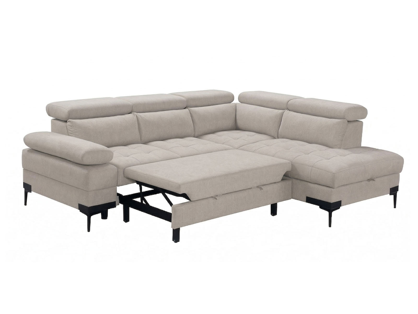 Cassia Corner Sofa Bed Beige Fabric - RHF - Dante Furniture