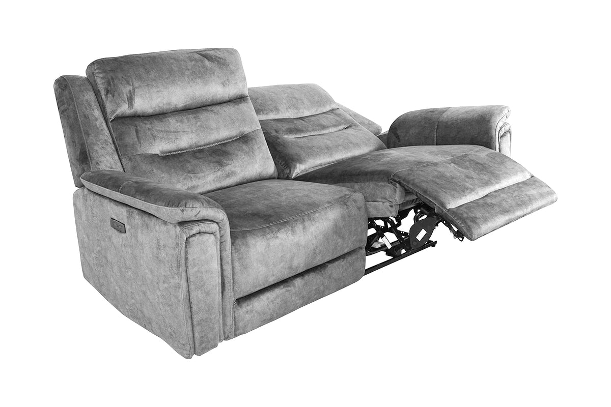 Berlin 3 Seater Power Recliner - Light Grey - Dante Furniture