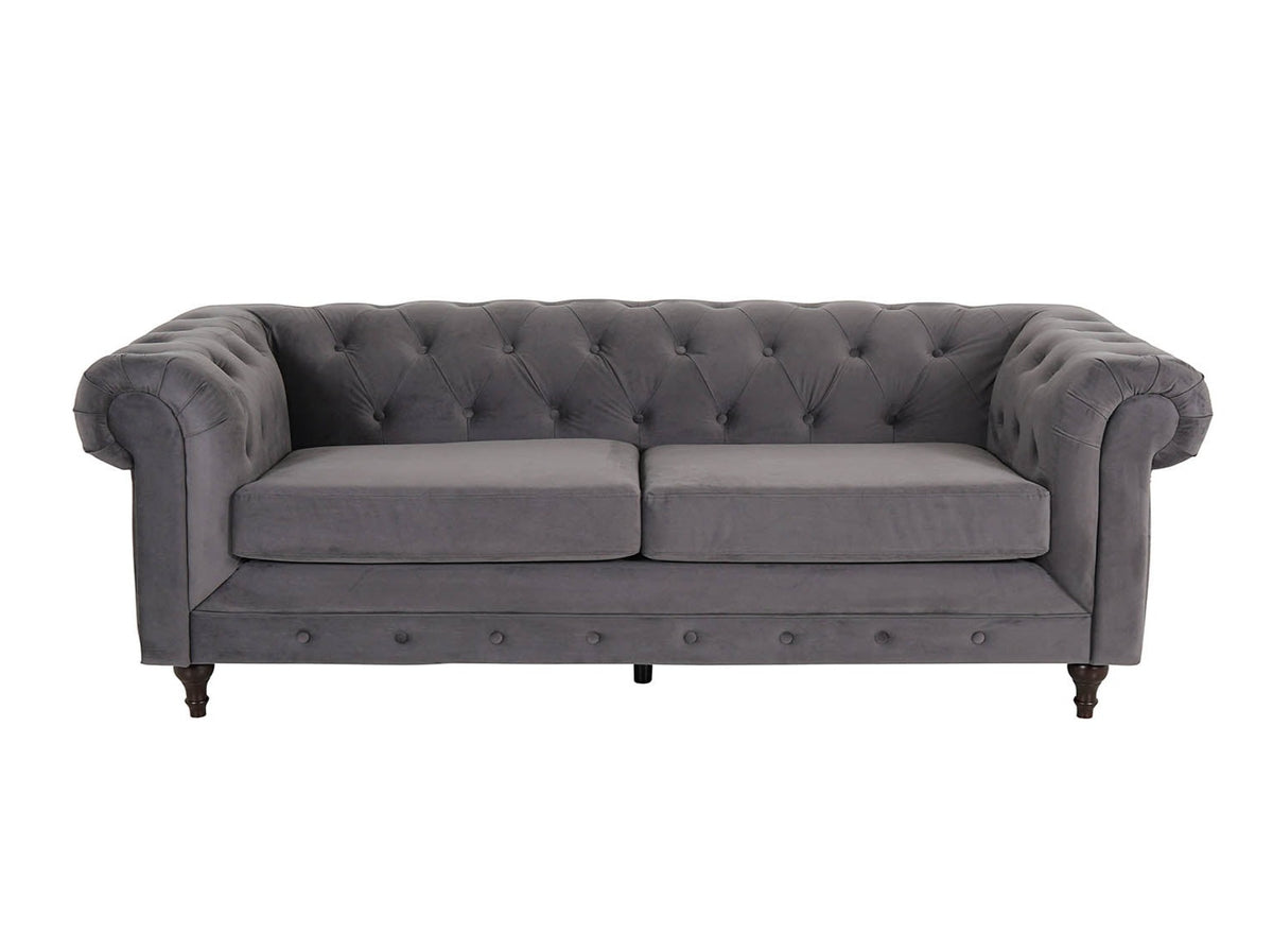 Chesterfield 3 Seater - Plush Grey - Dante Furniture