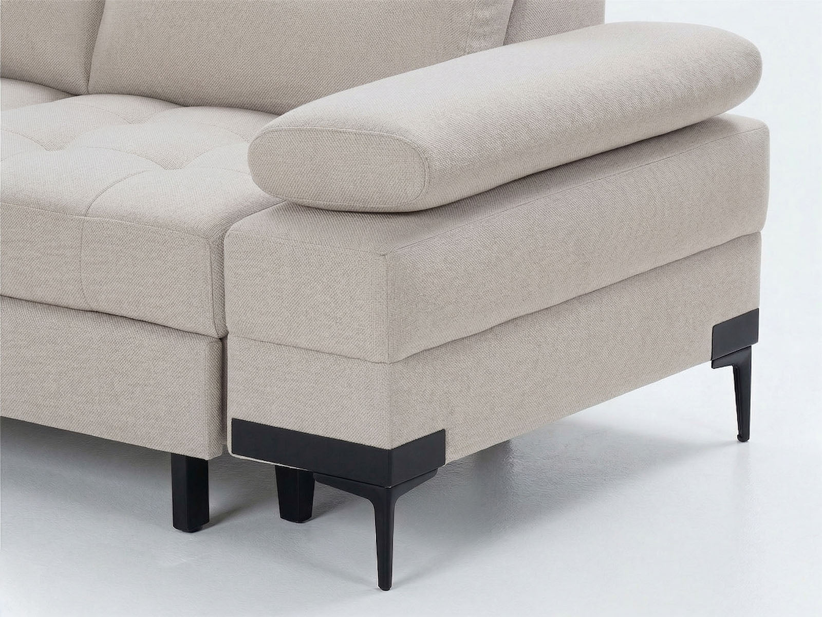 Cassia Corner Sofa Bed Beige Fabric - LHF - Dante Furniture