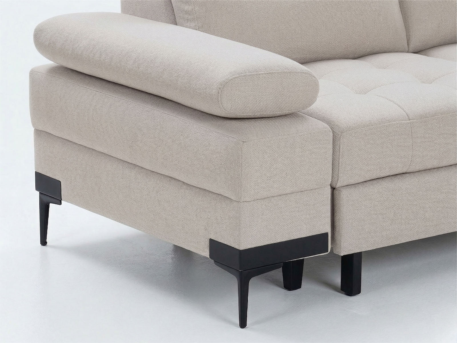 Cassia Corner Sofa Bed Beige Fabric - RHF - Dante Furniture