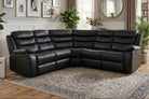 Roma Manual Recliner Corner Sofa Black Leather - Dante Furniture