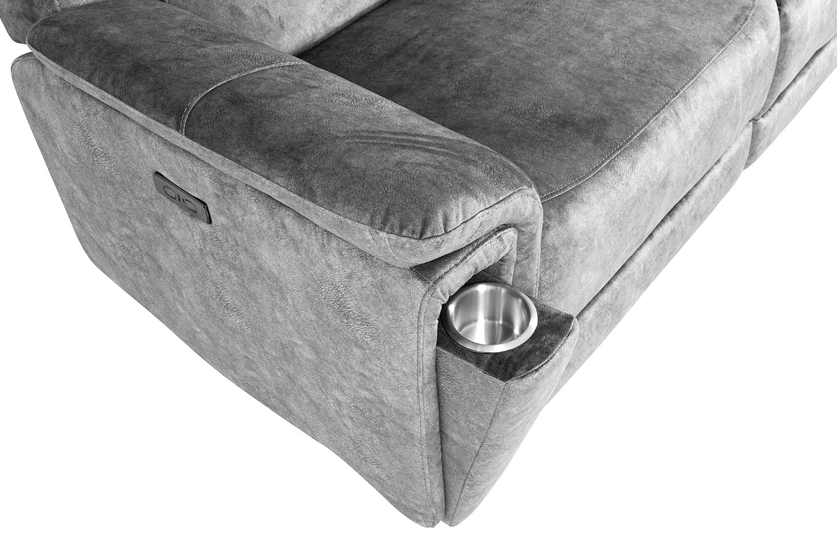 Berlin 3 Seater Power Recliner - Light Grey - Dante Furniture